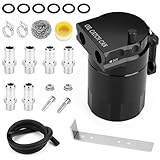 Aluminum Oil Catch Can with Baffled Filter, Baffled Filter Captures Oil & Moisture,Automotive Replacement Fuel & Water Separators (Upgraded, 3.3 FT)