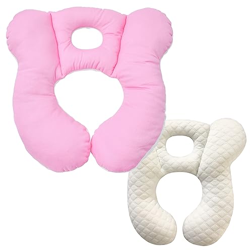 Image of Baby Travel Pillow, Infant Kid's Cushion Soft and Skin Friendly for Car Seat, Pushchair and Stroller (Pink)
