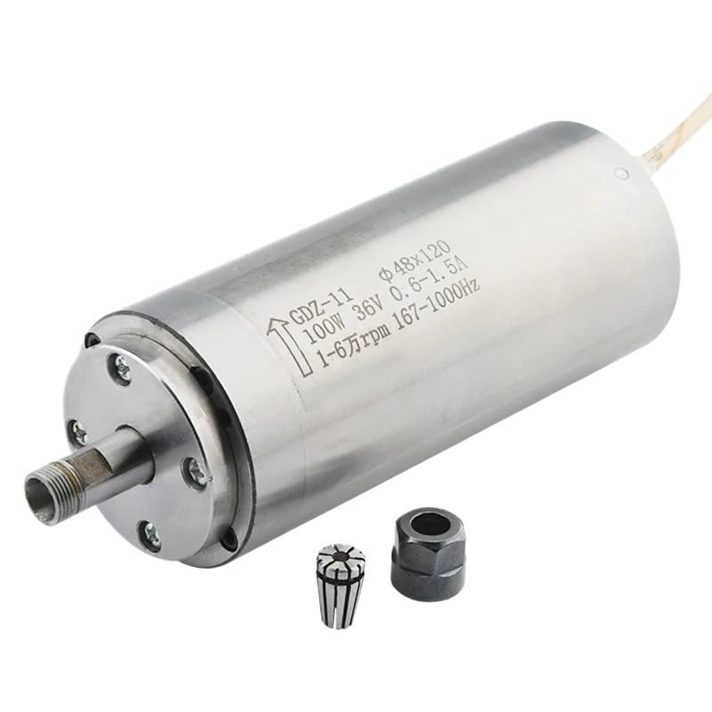 WAAZVXS GDZ-11 100W Spindle Motor 0.1kw 60000rpm Circuit Board Perforated Water-Cooled Self-Cooling Spindle 48mm for CNC Router(Self-Cooling)