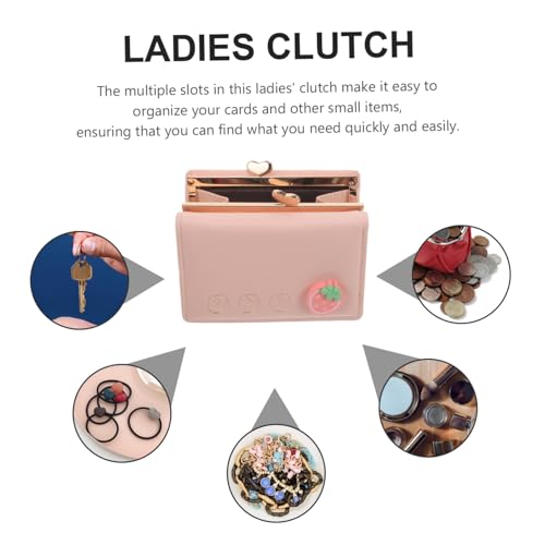 BESPORTBLE Compact Cute PU Mini Card Purse Portable Ladies Clutch with Multiple Slots for Coins Credit Cards Ids Lightweight Wallet for Travel and Daily Use Pink3