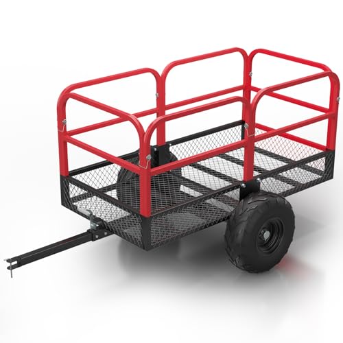 TrailBlaze Carretilla Utility Dump Trailer de acero para ATV con capacidad de 1700 lbs, remolque con lados removibles y llantas de 16" rojo y negro miniatura 1