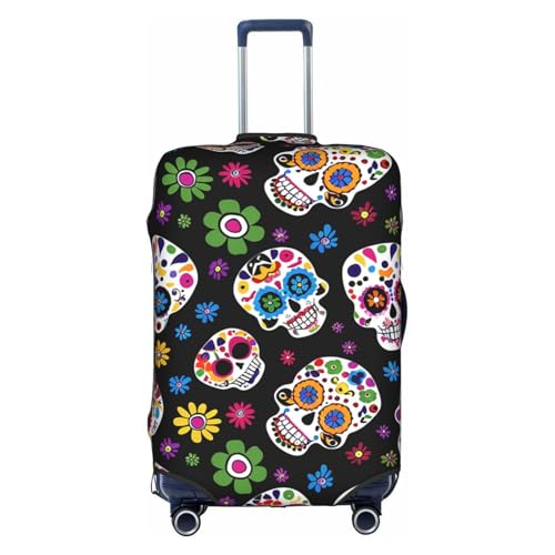 Colorful Skull Floral Luggage Cover Washable Suitcase Cover Anti-Scratch Luggage Protector Covers Elastic Luggage Identify for Suitcase S fits 18-21 Inch Luggage