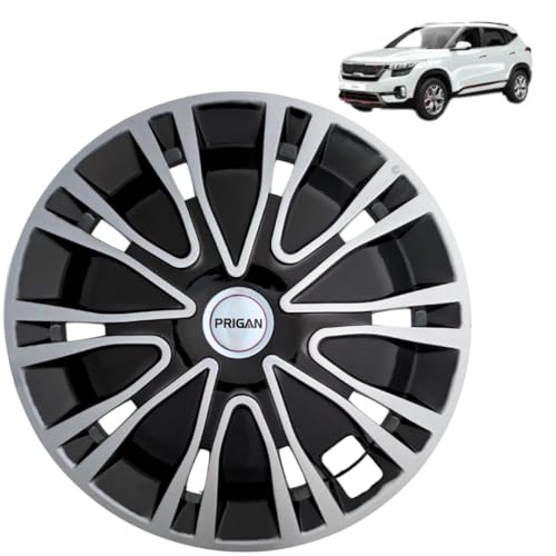 Image of PRIGAN Wheel Cover for Seltos Black Silver Wheel Cover 16 inch for Kia Seltos (Set of 4 Pcs) (Press Fitting) Model Name- Drive Black Silver 16