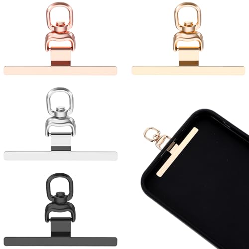 Ymapinc 4 Pcs Phone Tether Tab, 360° Rotatable Cell Phone Lanyard Metal Heavy Duty Mobile Replacement Lanyard Patch - Stainless Steel