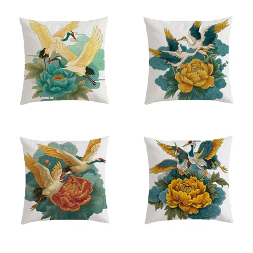 Housse coussin 80x80cm extérieur en lin imperméable avec impression double face - 2
