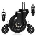 8T8 Upgraded Chair Caster Wheels 2.5'', Swivel Caster Wheels Heavy Duty with Plug-in Stem,Quiet & Smooth Rolling, No Chair Mat Needed, Safe for Hardwood Carpet Tile Floors,Set of 5 (2.5inch, Black)