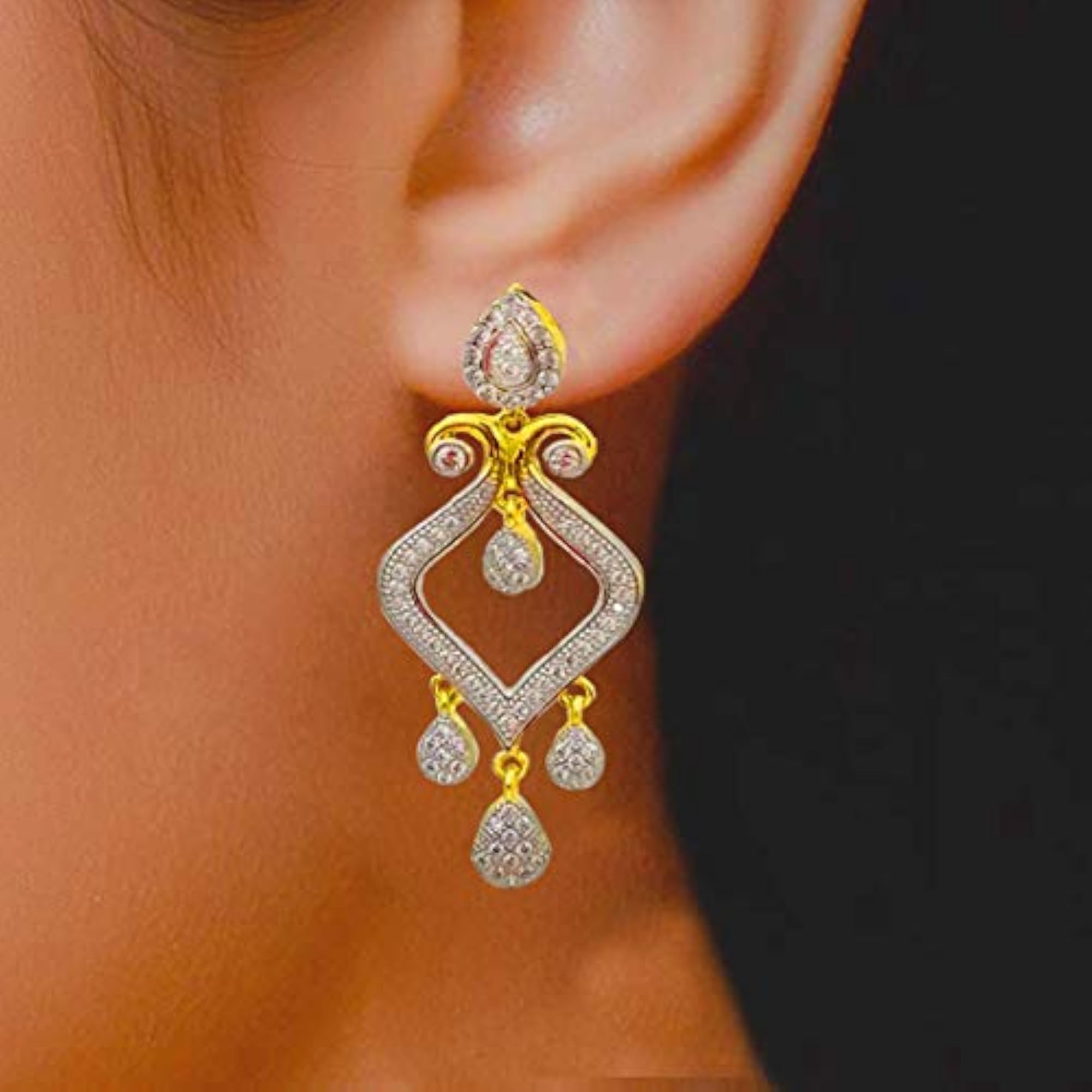 Women's American Diamond CZ Studded 18K Plated Earrings