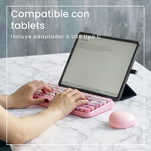 Mini teclado inalámbrico y ratón Perixx PERIDUO-713 con diseño retro para PC y tablet 6