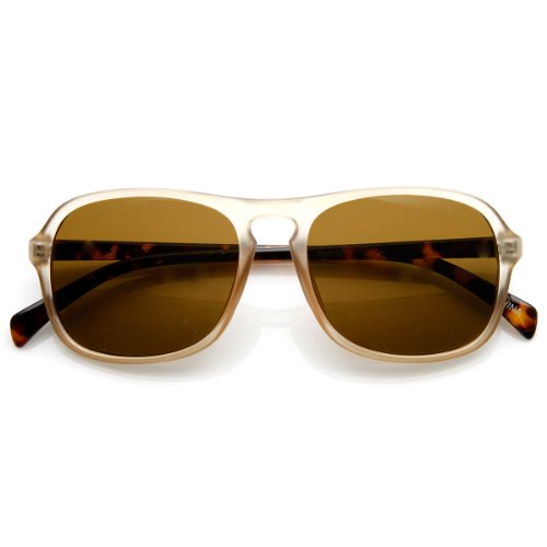 zeroUV Matte Finish Retro Keyhole Bridge Square Aviator Sunglasses