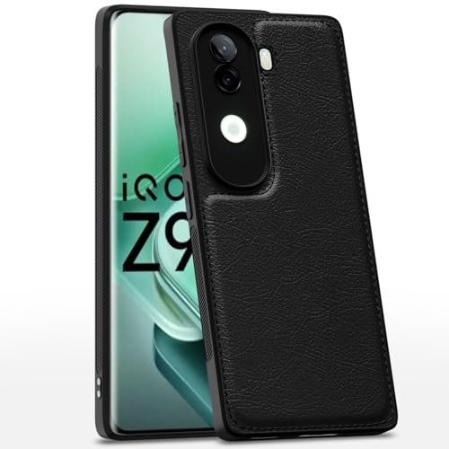 Image of Pikkme Back Cover| Flexible Pu Leather | Full Camera Protection | Raised Edges | Super Soft-Touch | Bumper Case for Vivo V40e / iQOO Z9s 5G (Black)