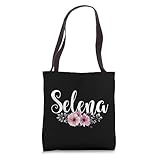 Selena-Name Personalized Floral Pink Black Women Girls Gift Tote Bag