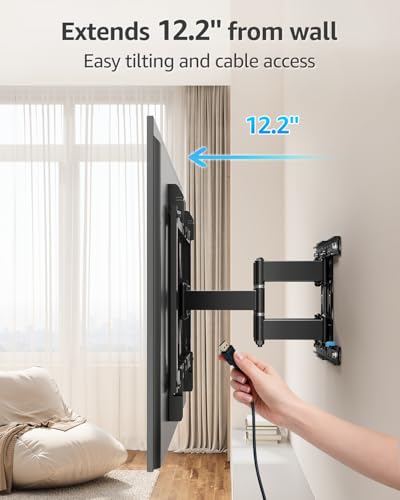 Image of MOUNTUP Ultra Slim TV Wall Mount for Most 37-90 inch TVs, 1.1 inch Thin Low Profile Full Motion TV Mount Bracket, Dual Swivel Articulating Arms with Tilt, Fits 16 inch Studs, Max VESA 600x400mm Holds 132lbs