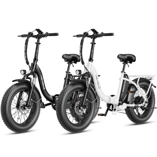 Heybike Ranger Electric Bike for Adults, Peak 1400W Upgraded Motor Ebike, 28MPH [20" Fat Tire All-Terrain] 600Wh Removable Battery Folding Step-Thru E Bike with Front Suspension