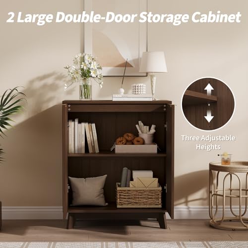 Crevyteg Buffet Cabinet with Storage | Modern Fluted Accent Credenza with Adjustable Shelves | 34.49" x 15.59" x 32.28" Kitchen Cupboard - Image 6
