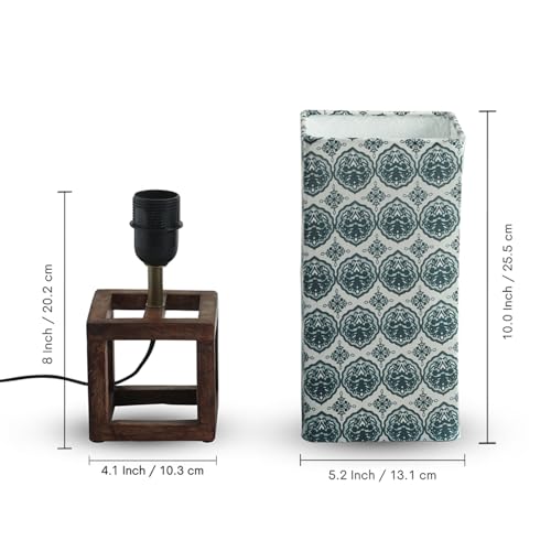 Image of ExclusiveLane 'Paisley-Carved' Mango Wooden Table Lamp for Bedroom Living Room Home Decoration & Bedside Lamp Bed Lamps for Side Table Side Lamp for Bed Room (39.5 Cm, Without Bulb, Handcrafted)