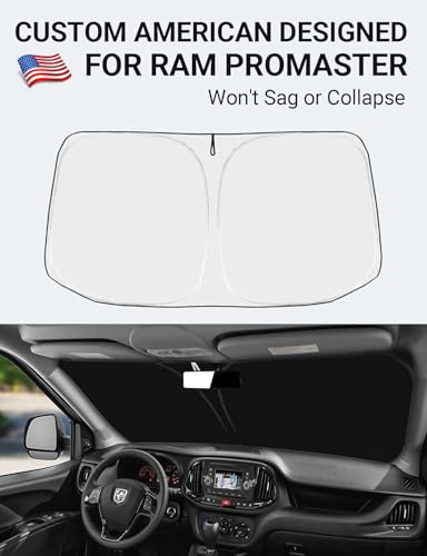 Image of Proadsy Windshield Sun Shade Custom Fit Dodge Ram Promaster 2014-2024 2025 2026 4-Layer Foldable Front Sunshade Protector Sun Visor Blocks UV Rays Keep Car Cooler