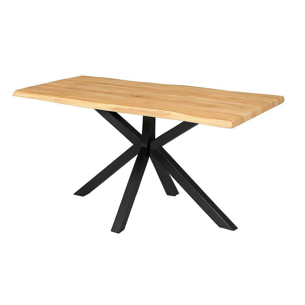 DUPI Mesa de Comedor Fija Nordic, Efecto Madera Natural, Patas Metálicas Grafito, Diseño Industrial, 140x90cm