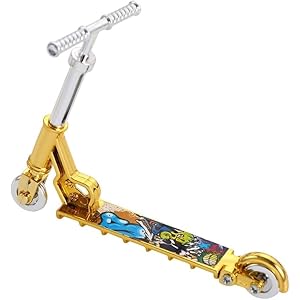 Gold Mini Two Wheel Toys Tiny Fingerboard Scooters, Mini Finger Skateboards Toy, Finger Scooter Fingertip Movement Skateboard for Finger Training Play Vehicles Finger Boards and Finger Bikes