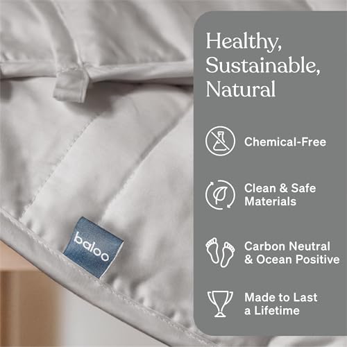 Image of Baloo Weighted Blanket for Adults 12 lb Throw (Silver Sage, 42 inchx72 inch) | Cool & 100% Cotton | Machine Washable & Dryer Safe | Glass Microbead Fill | Cool & 100% Cotton | Machine Washable & Dryer Safe | Glass Microbead Fill