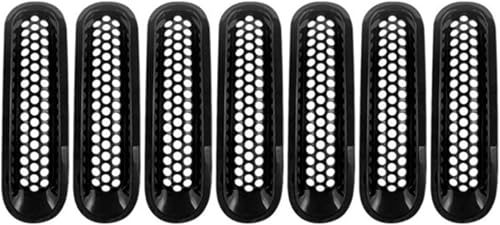 Rejilla frontal para radiador de Wrangler JK 2007-2017, kit de 7 piezas negro brillante