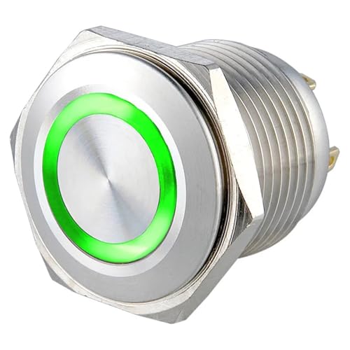 Botón pulsador momentáneo verde para automatización de salpicaderos y paneles de control 5