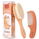 VALENTISE Baby Hair Bush and Comb Set,Baby Hair Brush with Soft Goat Bristle and Wood Comb Set,Wooden Baby Brush Set for Newborns & Toddlers,Good for Cradle Cap Brush