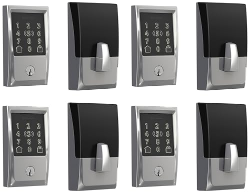 Image of Schlage Encode Plus Smart WiFi Deadbolt Lock, Tap to Unlock, Bright Chrome (Pack of 4)
