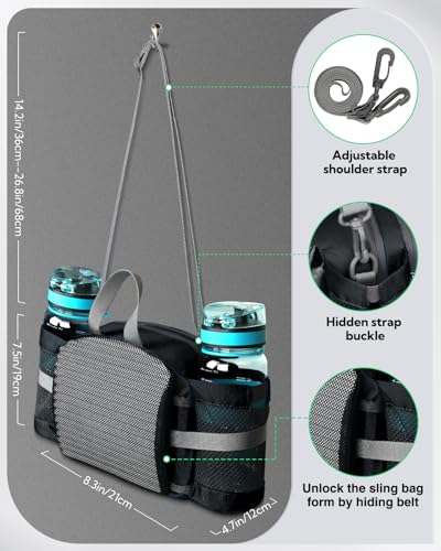 WATERFLY Gürteltasche mit Flaschenhalter, Gurt Verstellt Bauchtasche Hundetraining Handyfach Wasserdicht Hüfttasche für Wandern Reise Camping