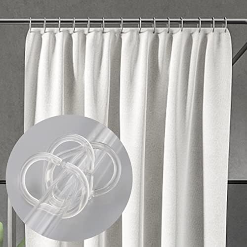 12 pack Clear Transparent Strong Plastic Shower Curtain Hook Rings Clips Replacement for Bathroom Pole and rail