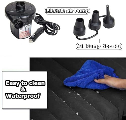 Image of Premium Car Inflatable Bed with Pump & 2 Air Pillow | Quick Inflatable Back Seat Bed | Car Bed for Kids,Travel,Trip,Camping,Picnic,Pool & Beach | Universal Fit | PVC | Black