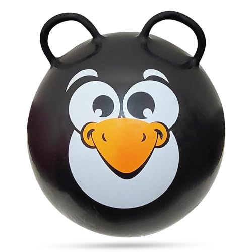 Forest & Twelfth Kids 20” Hopper Ball with 2 Handles Inflatable Hopping Ball for Bouncing Fun – Multi-Function Jump Ball for Kids Ages 3+ (Black Penguin)