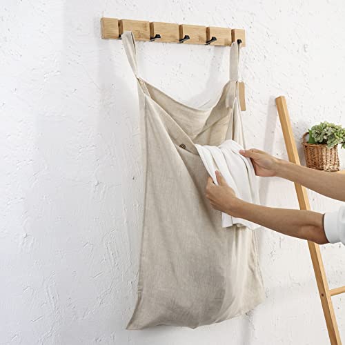 Gyihoong Linen Hanging Laundry Bag, 100% Linen Over The Door Laundry Hamper With Buttons And Zipper, Space Saving Door Hampers For Laundry Dirty Clothes Home Travel, Linen #TOP4