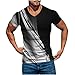 Muscularfit V Neck Shirts for Men 2023 Fashion Casual Short Sleeve Line Print Summer T Shirt Slim Fit Muscle Workout Top Tees Hawaiian Shirts Black M