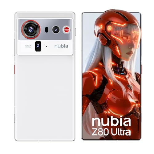 nubia Z80 Ultra 5G Unlocked Android Smartphone, Snapdragon 8 Gen 5, 50 MP AI Triple-Kamera, 80W Wireless Charging, 6,8" 144Hz AMOLED Full Screen, Gaming Handy (weiß, 16+512G)