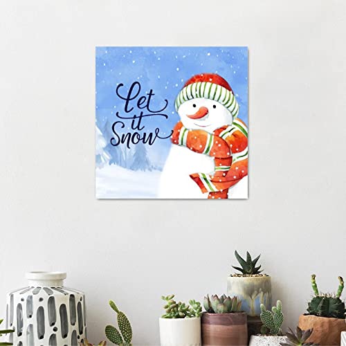 Panneau en bois de ferme Let It Snow avec impression primitive durable 40cm - 5