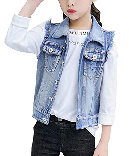 MYtodo Girl Cowboy Vest Denim Children Sleeveless Waistcoat Jacket (4-5 Years)