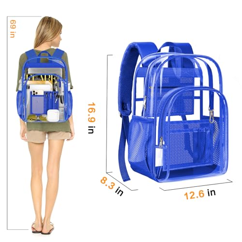 Image of PAMANO Clear Backpack, Heavy Duty Transparent Reinforced Bottom See Through for College, Travel Work Security