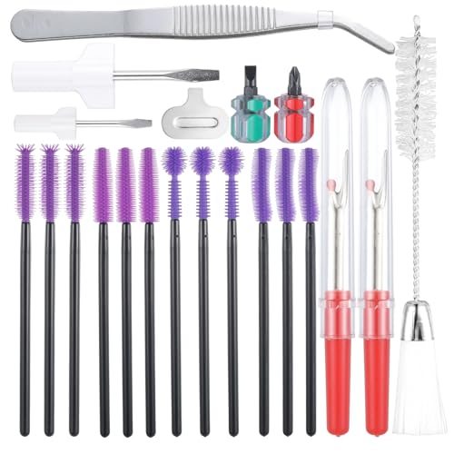 21 Pcs Sewing Machine Cleaning Kit, Sewing Machine Repair Tools Included Tweezers, Rippers, Screwdriver, Double Headed Brush, Needle Board Screwdriver, Silicone Brush and Storage Bag