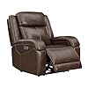 Watson whitely genuine leather power recliner chairs for adults wall hugger rv recliner with power headrest charging ports electric recliner sofa chair for living room dark brown  urban country home decor