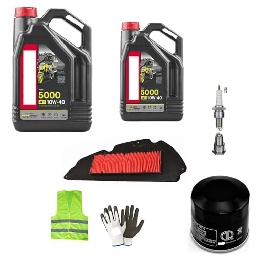 KOMPATIBEL MIT Aprilia SRV 850 Service-KIT FÜR Roller 2 Liter ÖL 10W40 5000 4T HC-TECH Technology+ÖLFILTER+LUFTFILTER+ZÜNDKERZE