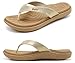 jiajiale Chanclas Mujer Moda Ortopedicas Comodas Piel Tela Sandalias de Dedo Verano Cool Playa Piscina Flip Flop Ligera Abierta Chancletas Antideslizante Goma Suela Beige EU37
