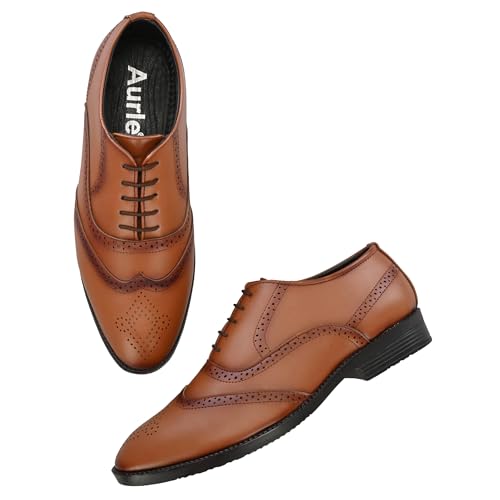 Image of Premium Classic Business Casual Brogue Shoe, Black, Lace-Up Oxford Style, Wingtip Design