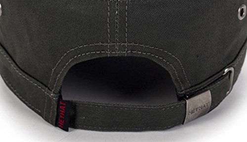 Image of QZUnique Adjustable Flat Top Cap Solid Brim Army Cadet Style Military Hat