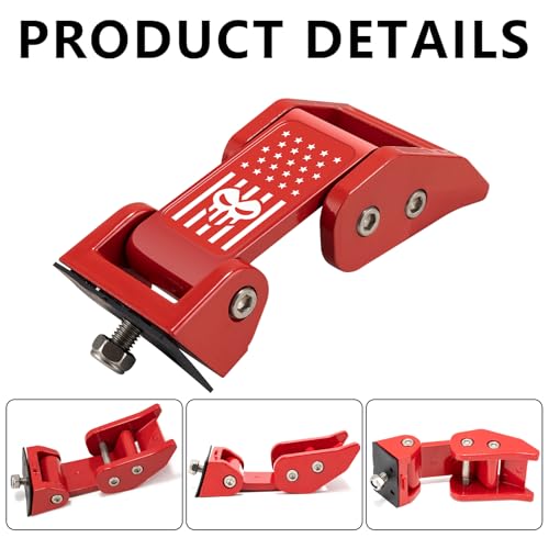 Image of Hood Latch Aluminium Alloy Hood Catch Kit Compatible with Jeep Wrangler JK /JKU 2007-2018, JL /JLU 2018-2025 & Jeep Gladiator 2020-2025