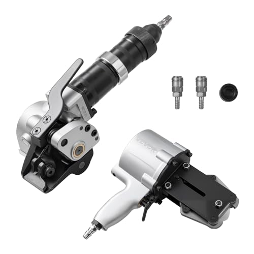 VEVOR Pneumatische Umreifungsmaschine, 8500 N Spannkraft, Metall-Umreifungswerkzeug, Spanner & Schneide-/Versiegelungsgerät für 32 mm breite Metallbänder, Spaltballenpresse für Verpackungen