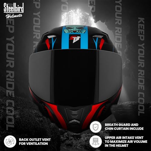Image of Steelbird SBA-20 Strange ISI Certified Flip-Up Graphic Helmet for Men and Women with Inner Silver Sun Shield