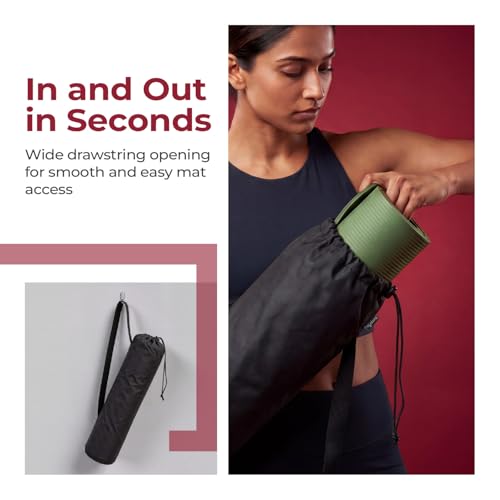 Image of Lifelong Yoga Mat Bag for Women & Men | Lightweight Durable Polyester | Drawstring Closure & Fixed Shoulder Strap | Reinforced Stitching | Premium Yoga Carry Bag Without Yoga Mat (Black)