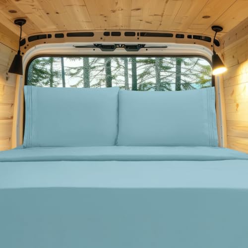 Image of Elegant Comfort Luxury 1500 Premium Hotel Quality Microfiber 4-Piece Sheet Set - Wrinkle Resistant, All Around Elastic Fitted Sheet, Deep Pocket up to 16 inch, RV Short Queen, Aqua
