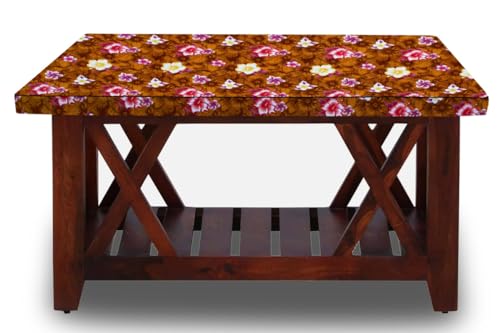 Image of The Furnishing Tree Elastic Rectangular Center Tpoy Table Cover WxL 14x24 in Inches Polyester Floral Pattern Orange