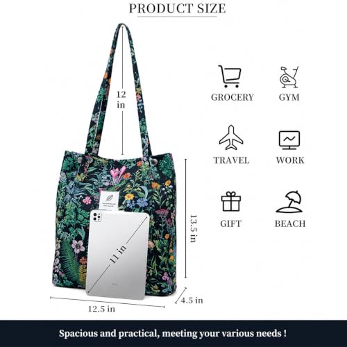 Image of Lyrovo Women Corduroy Shoulder Tote Bag for Work Beach Travel and Shopping Grocery